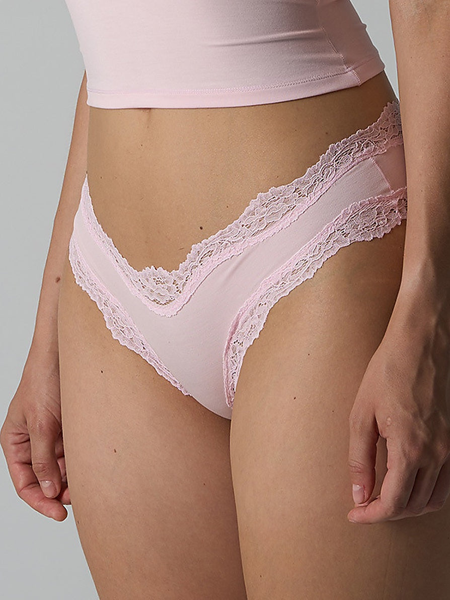 Women's High Waist Lace Trim Modal Briefs