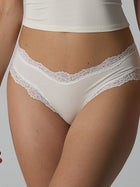 Women's High Waist Lace Trim Modal Briefs