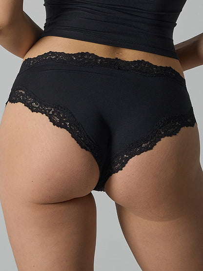 Women's High Waist Lace Trim Modal Briefs