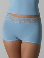 Lace Trim Mid-Rise Boy Short Panties
