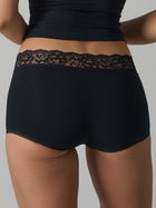 Lace Trim Mid-Rise Boy Short Panties