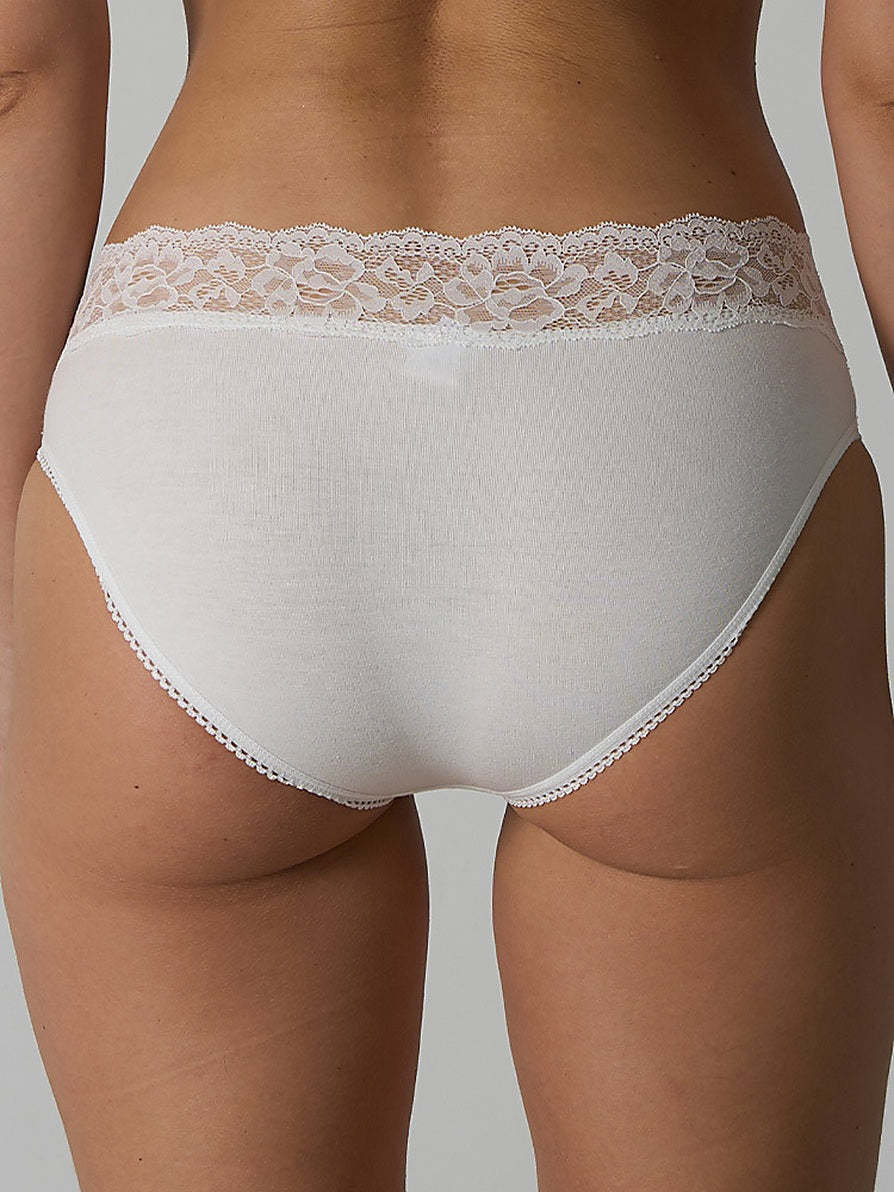 Low-Rise Lace Trim Cotton Blend Briefs