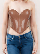 Glossy PU Strapless Waist Trainer Corset
