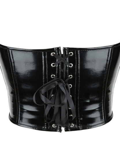 Glossy PU Strapless Waist Trainer Corset