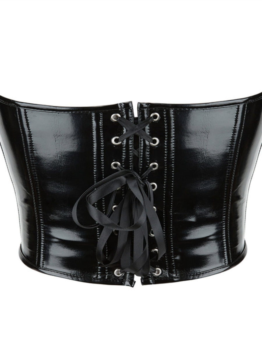 Glossy PU Strapless Waist Trainer Corset