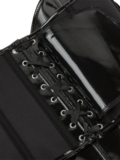 Glossy PU Strapless Waist Trainer Corset