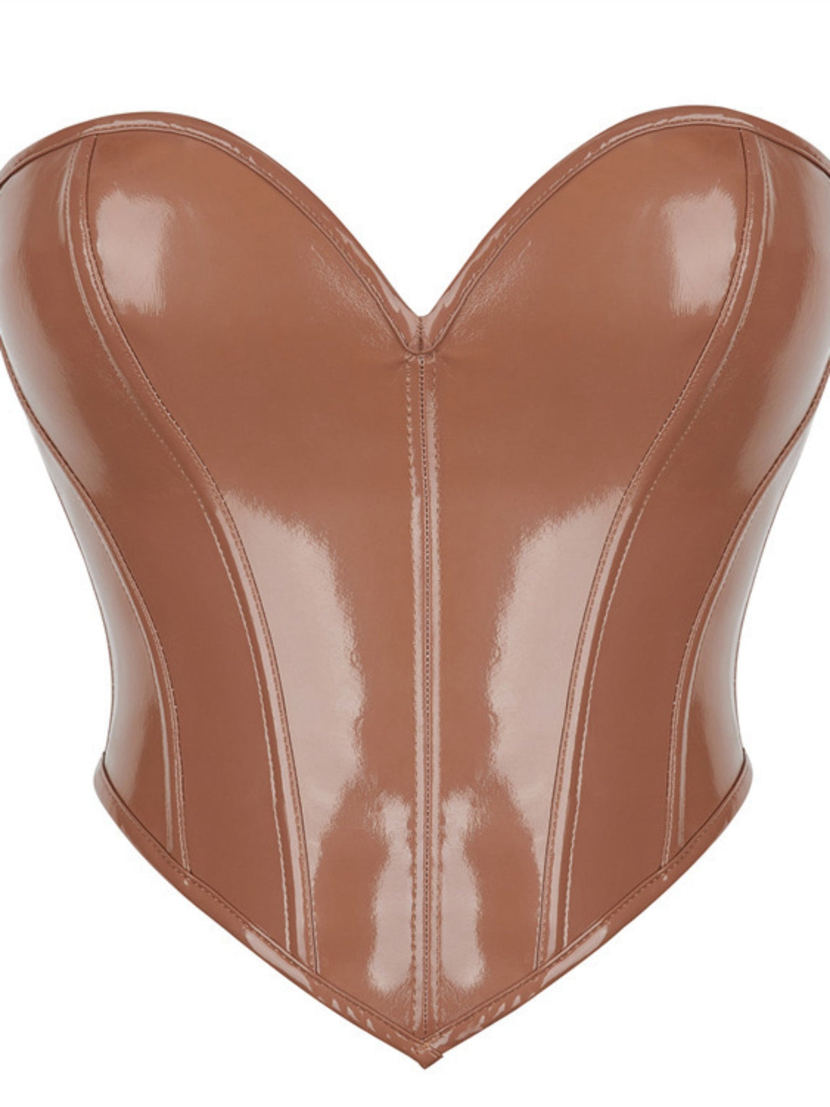 Glossy PU Strapless Waist Trainer Corset