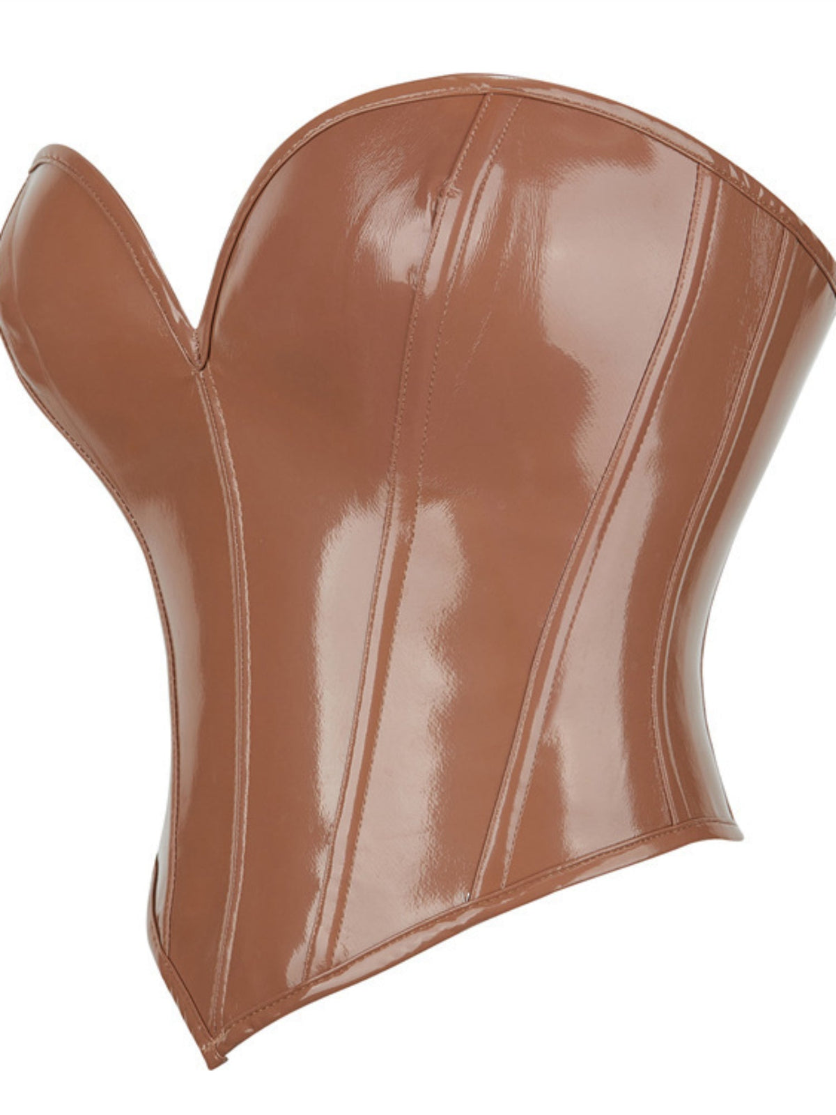 Glossy PU Strapless Waist Trainer Corset