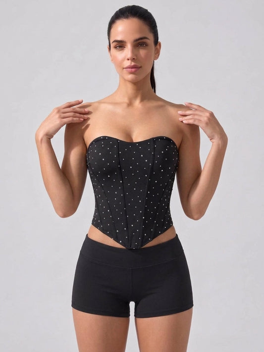 Sparkle Mesh Strapless Sweetheart Corset Top