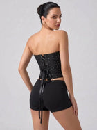 Sparkle Mesh Strapless Sweetheart Corset Top