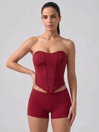 Sparkle Mesh Strapless Sweetheart Corset Top