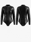 PU Faux Leather Zipper Bodysuit
