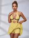 Geripptes Neckholder-Tenniskleid mit Cut-out