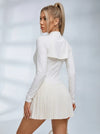 Langärmeliges Tennis-Plisseekleid mit halbem Reißverschluss und integriertem Body