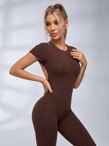 Backless Scrunch Bum Flare Jumpsuit