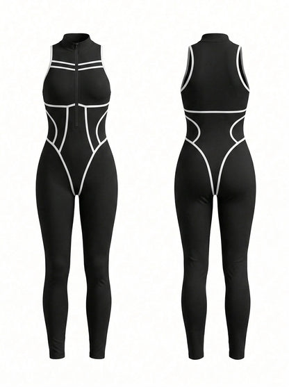 Sexy Contrast Color Stripes Corset Jumpsuit