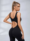 Deep V Back Ribbed Jumpsuit