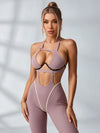 Sexy Contrast Color Stripe Hollow Out Jumpsuit