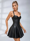 Corset-Style Faux-Leather Mini Dress