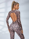 Fashion Leopard Print Backless Jumpsuit
