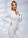 Sexy Solid Color Stand Collar Zipper Jumpsuit