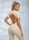 Sexy Backless Zipper Scrunch Bum Jumpsuit