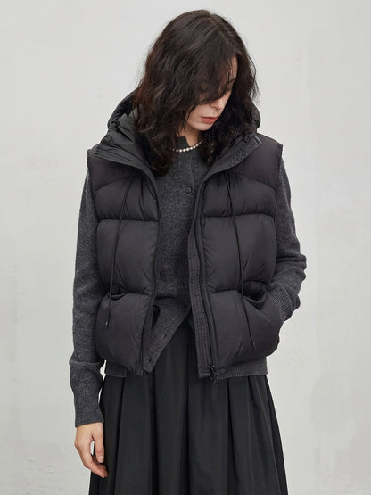 Pocket Zipper Warm With Hat Coat Vest