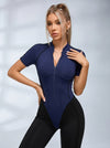 Contrast Color Backless Stitch Zipper Jumpsuit