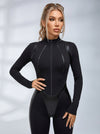 Faux Leather Zipper Stand Collar Push Up Jumpsuit