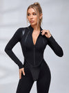 Faux Leather Zipper Stand Collar Push Up Sleevesless Short Romper