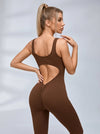 Deep V Back Ribbed Jumpsuit