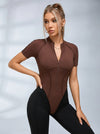 Contrast Color Backless Stitch Zipper Jumpsuit