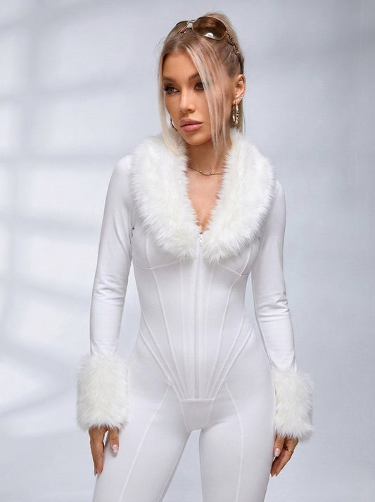 Tummy Control Zipper Hip-lift Jumpsuit