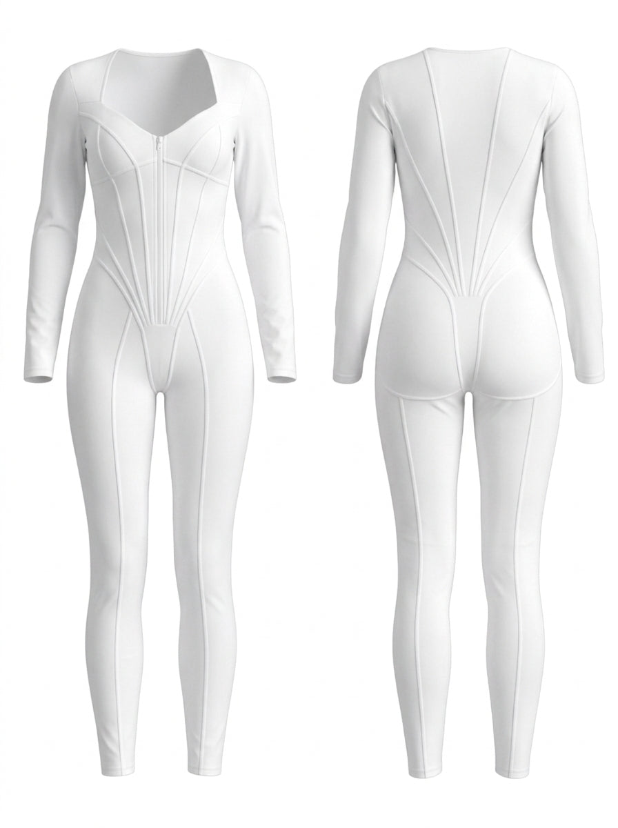 Tummy Control Zipper Hip-lift Jumpsuit