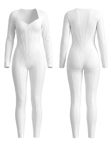Tummy Control Zipper Hip-lift Jumpsuit