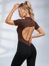 Contrast Color Backless Stitch Zipper Jumpsuit