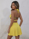 Geripptes Neckholder-Tenniskleid mit Cut-out