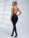 Sexy Faux Leather Backless Jumpsuit