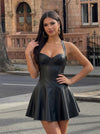 Corset-Style Faux-Leather Mini Dress