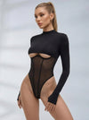 🖤ZASUWA Female Sexy Mesh Panel Push-Up Cutout Bodysuit