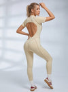 Sexy Backless Zipper Scrunch Bum Jumpsuit