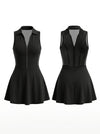 Tennis-Kleid mit halbem Reißverschluss und Mesh-Einsätzen