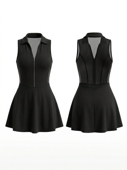 Half-Zip Mesh Tennis Dress