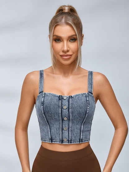 Jeans-Tanktop mit Knöpfen