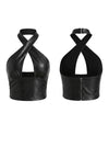 Sexy PU Glossy Hollow out High-support Zipper Sports Bras