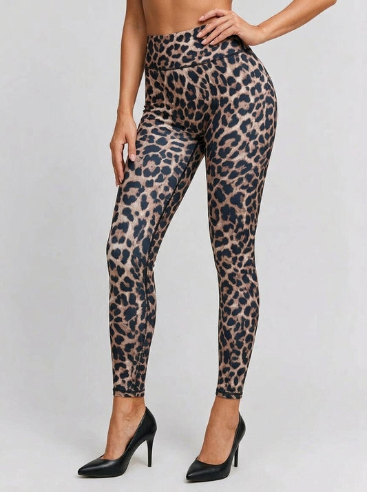 Leopard Deep V Back Scrunch Bum Leggings