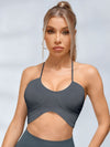 ZASUWA Female Halter Folds Pleated Backless Sports Bras