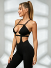 Sexy Contrast Color Stripe Hollow Out Jumpsuit