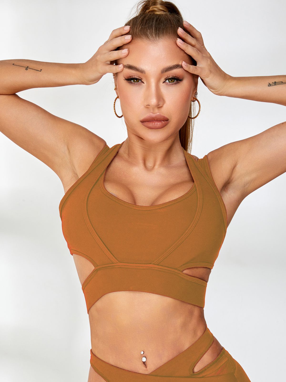 Ribbed Cutout Mesh Spandex Gym Booty Shorts