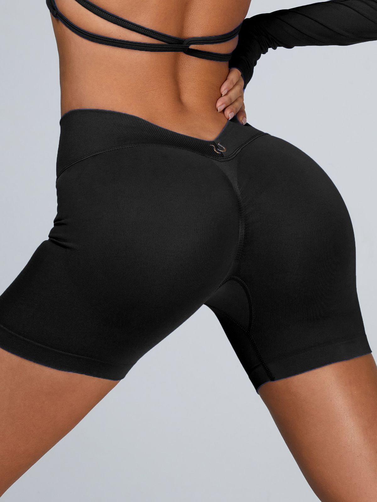 Deep V Back Scrunch Bum Spandex Gym Booty Shorts